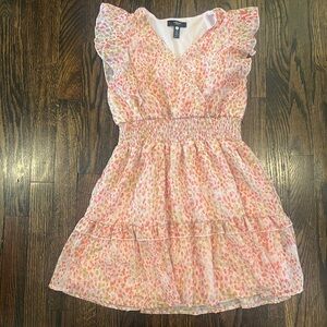 Aqua girls Pink and gold Ruffled Tiered Sundress - size large 10/12